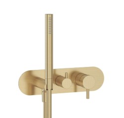 RAVAK - Espirit Batéria pod omietku, na 2 spotrebiče, s príslušenstvom, kefované zlato (X070611)