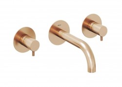 RAVAK - Espirit Umývadlová batéria pod omietku, 3-otvorová inštalácia, s telesom, kefované ružové zlato (X070350)