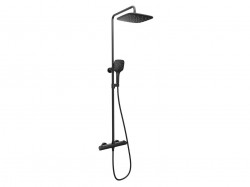 RAVAK - Flat Sprchový set s termostatom, 25x25 cm, 3 prúdy, čierna (X070443)