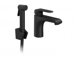 RAVAK - Flat Umývadlová batéria s bidetovou spŕškou, čierna (X070439)