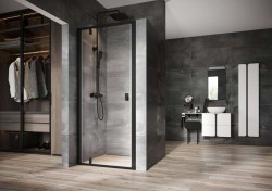 RAVAK - Nexty Sprchové dvere pivotové 80 cm, čierna/číre sklo (03O40300Z1)