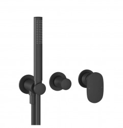 RAVAK - Spring Vaňová batéria pod omietku, 2-otvorová inštalácia, s telesom, s príslušenstvom, matná čierna (X070553)