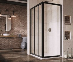 RAVAK - Supernova Sprchová stena APSS-90, 87-91 cm, čierna/Pearl (940703R211)