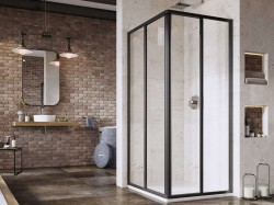 RAVAK - Supernova Sprchový kút 90x90 cm, čierna/číre sklo (14V703O2Z1S)
