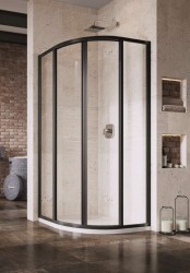 RAVAK - Supernova Štvrťkruhový sprchový kút štvordielny SKCP4-80, 78-80 cm, čierna/číre sklo (3114O302Z1)