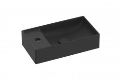RAVAK - Veda 400 Umývadielko 40x22 cm, bez prepadu, otvor na batériu, matná čierna (XJX0D240000)