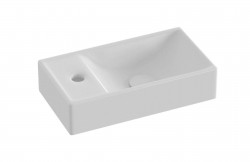 RAVAK - Veda 400 Umývadielko 41x22 cm, bez prepadu, otvor na batériu vľavo, biela (XJXL1240000)