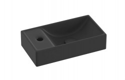 RAVAK - Veda 400 Umývadielko 41x22 cm, bez prepadu, otvor na batériu vľavo, matná čierna (XJXLD240000)