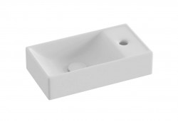 RAVAK - Veda Umývadielko 41x22 cm, bez prepadu, otvor na batériu vpravo, matná biela (XJXPE240000)