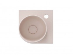 RAVAK - Yard Umývadielko rohové 28x28 cm, bez prepadu, otvor na batériu, Alabaster Pink (XJX0G228000)