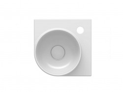 RAVAK - Yard Umývadielko rohové 28x28 cm, bez prepadu, otvor na batériu, biela (XJX01228000)