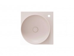 RAVAK - Yard Umývadielko rohové, 45x45 cm, bez prepadu, otvor na batériu, Alabaster Pink (XJX0G245000)