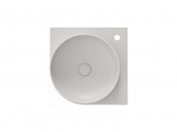 RAVAK - Yard Umývadielko rohové, 45x45 cm, bez prepadu, otvor na batériu, Smoke Grey (XJX0O245000)