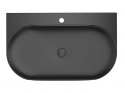 RAVAK - Yard Umývadlo 81x50 cm, bez prepadu, otvor na batériu, matná čierna (XJX0D280002)