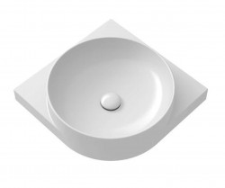 RAVAK - Yard Umývadlo rohové 45x45 cm, bez prepadu, otvor na batériu, biela (XJX01245000)