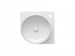 RAVAK - Yard Umývadlo rohové 45x45 cm, bez prepadu, otvor na batériu, biela (XJX01245000)