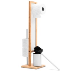 REA - Bambusový kúpeľňový stojan na toaletný papier a štetku White 321502 (HOM-04000)