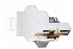REA - Dekoratívne zrkadlo Hexagon šesťuholník sada 8 ks (HOM-06520)