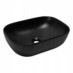 REA - HESTIA ČIERNE MATNÉ OBDIEĽNÍKOVÉ UMÝVADLO NA DOSKU 46 x 32,5 cm BASARO (BAS-U1012)