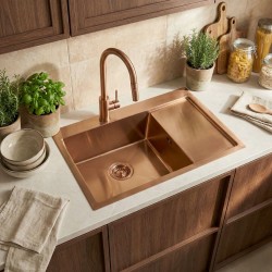 REA - Oceľový drez Fin BRUSH COPPER bez kuchynskej batérie (ZLE-06018)