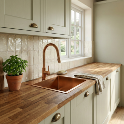 REA - Oceľový drez Leo 40 BRUSH COPPER bez kuchynskej batérie (ZLE-06016)