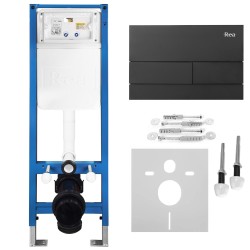 REA - Podomietkový Inštalačný Set Slim 024N pre WC s Tlačidlom T Black Matt (KPL-E1056)