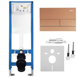 REA - Podomietkový Inštalačný Set Slim 024N pre WC s Tlačidlom T Brush Copper (KPL-E1053)