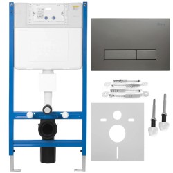 REA - Podomietkový WC systém K011A-Q + tlačidla I Brush Titan (KPL-E0634)