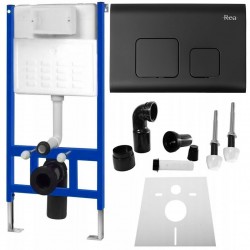 REA - Podomietkový WC systém + tlačidlá - F čierny (KPL-90007)