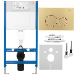 REA/S - Podomietkový WC systém K011A-Q + tlačidla I Brush Gold (KPL-E9563)