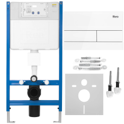 REA/S - Podomietkový WC systém K011A-Q + tlačidlá T White Glass (KPL-E0052)