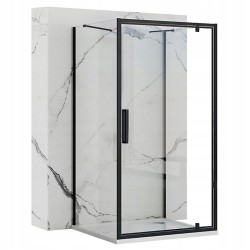 REA/S - Prístenná sprchová kabína Rapid Swing Black Dvere: 100 x Sprchová zástena: 100 (KPL-009957)