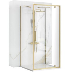 REA/S - Rohový sprchovací kút RAPID SWING Brush Gold Dvere: 100 x Sprchová zástena: 100 (KPL-02525)