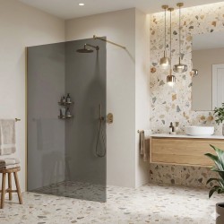 REA/S - Sprchová zástena Flexi Grey / Brush Gold 90 (KPL-K99285)