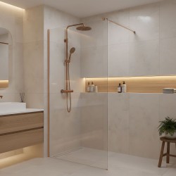 REA/S - Sprchová zástena Flexi Transparent / Brush Copper 70 (KPL-K99368)