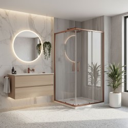 REA/S - Sprchovací kút City 80x100 Brush Copper So sprchovou vaničkou Savoy (KPL-K6981)