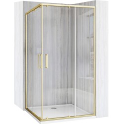 REA/S - Sprchovací kút City 80x100 Brush Gold + biela sprchová vanička Savoy (KPL-K74501)