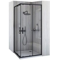 REA/S - Sprchovací kút City 80x80 Black So sprchovou čiernou vaničkou Savoy (KPL-K7448)