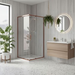 REA/S - Sprchovací kút City 80x80 Copper Brush So sprchovou vaničkou Savoy (KPL-K6982)