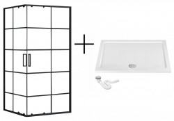 REA/S - Sprchovací kút CONCEPT 80x100 - čierny + biela sprchová vanička Savoy (KPL-K1005)