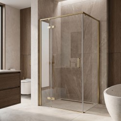 REA - Sprchovací kút Bruno 100x80 Brush Gold (REA-K3601)