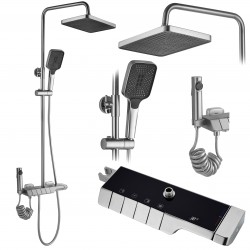 REA - Sprchový set s batériou 150mm Lungo termostat ROB kartáčovaný nikel (REA-P6624)