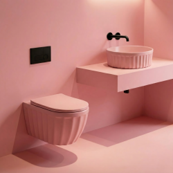 REA - Súprava: Závesná WC misa + Umývadlo na dosku Duo Sweet Pink Matt (KPL-K3001)