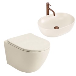 REA - Súprava Závesné WC Focus + Umývadlo na Dosku Focus Creme (KPL-C0363)