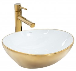 REA - Umývadlo na dosku Sofia 41x34,5 zlatobiela (REA-U0456)