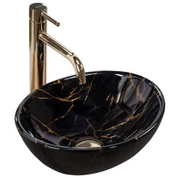 REA - Umývadlo na dosku Sofia Mini Black Marble Shiny (REA-U6963)