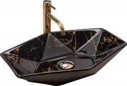 REA - Umývadlo na dosku Vegas Black Marble Shiny (REA-U5603)