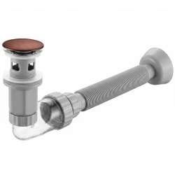 REA - Umyvadlový sifon s univerzální výpustí click-clack Flow Brush Bronze (REA-A9456)
