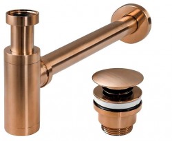 REA - Umývadlový sifón s univerzálnym výpustom click-clack - COPPER MAT (REA-A5699)
