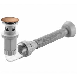 REA - Umývadlový sifón s univerzálnym výpustom click-clack Flow Brush Copper (REA-A9497)